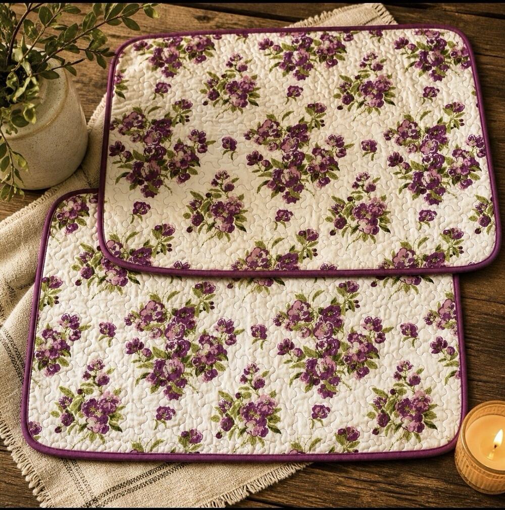 Waverly Traditions Quilted King Pillow Shams Primrose Patio Violet Floral solid